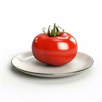 suculento delicioso tomate mentiras em lindo placa, ai gerado foto