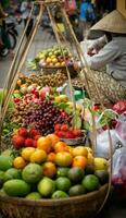 fruta fornecedor com cestas foto