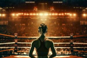mulher boxer anel lutar. gerar ai foto