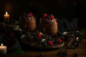 chocolate mousse velas. gerar ai foto