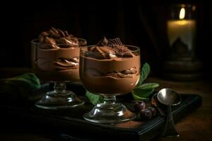 chocolate mousse sobremesa. gerar ai foto