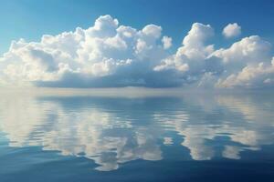 sereno lago refletindo a nuvens dentro a céu foto