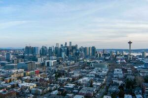 Seattle, Washington Horizonte às pôr do sol foto