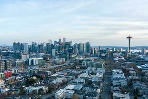 Seattle, Washington Horizonte às pôr do sol foto