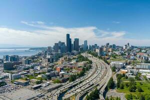 aéreo Visão do a Seattle, wa Horizonte dentro Junho foto