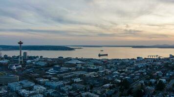 Seattle, Washington Horizonte às pôr do sol foto