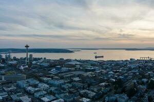 Seattle, Washington Horizonte às pôr do sol foto