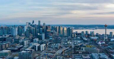 Seattle, Washington Horizonte às pôr do sol foto