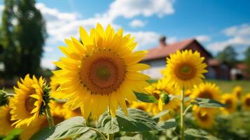 ai generativo Sol flor em Campos ao ar livre dentro verão foto