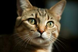 retrato do a fofa gato olhando fixamente. lindo gatinho olhando profundo. gerado ai. foto