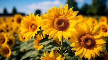 ai generativo Sol flor em Campos ao ar livre dentro verão foto