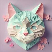 gato cabeça, papel arte estilo ilustração.gerativa ai foto