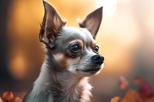 minúsculo cachorro retrato. fofa fofo cachorro com grande olhos. gerado ai. foto