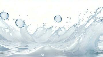 fundo imagem do comovente água dentro ondas bolhas em branco fundo foto