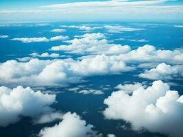 azul céu com nuvens, Visão a partir de avião foto