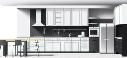 moderno branco cozinha, minimalista interior Projeto em branco fundo isolar. ai gerado. foto