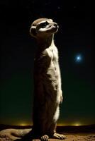 uma meerkat olhando acima às a estrelas dentro a céu. ai gerado foto