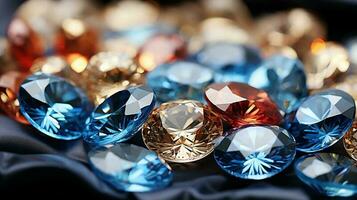 espumante gemas coleção em diamante fundo, ai generativo foto