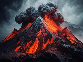 da natureza poder desencadeado intenso vulcânico erupção em a abstrato fundo, ai generativo foto