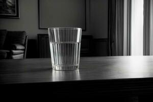 uma vidro sentado em topo do uma de madeira mesa. ai gerado foto