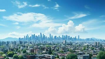 cidade panorama com arranha-céu edifícios, luz do dia fez de ai gerado foto