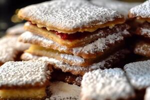 biscoitos com em pó açúcar. ai generativo foto