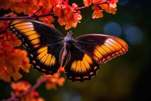 borboleta em uma flor dentro uma jardim. ai generativo foto