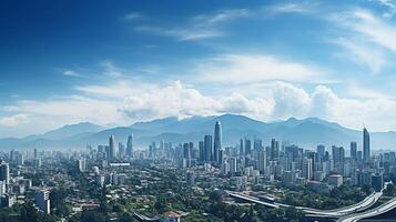 cidade panorama com arranha-céu edifícios, luz do dia fez de ai gerado foto