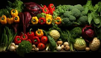 frescor do natureza recompensa saudável, orgânico legumes para vegetariano dietas gerado de ai foto
