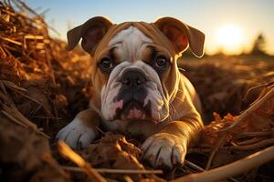 cachorro é em repouso dentro natureza. generativo ai foto