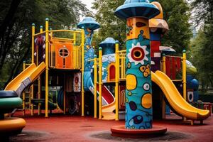 colorida Parque infantil dentro a parque. generativo ai foto