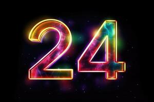 abstrato colorida número 24 logotipo Projeto modelo. néon estilo. generativo ai foto