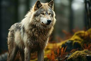 ampla masculino cinzento lobo. generativo ai foto
