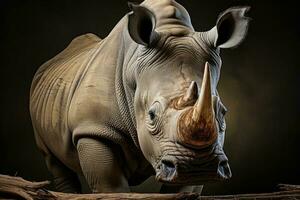 rinoceronte com ampla chifres. generativo ai foto