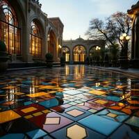 fechar acima do multicolorido vidro mosaico telha pavimentos padronizar. generativo ai. foto
