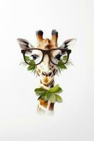 girafa com par do óculos em Está cabeça. generativo ai foto