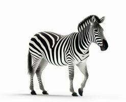 zebra em pé em branco superfície com Está boca aberto e língua fora. generativo ai foto