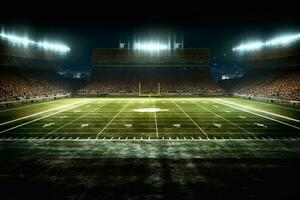 cheio noite futebol arena dentro luzes generativo ai foto