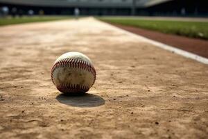 beisebol em a campo com quarto para cópia de generativo ai foto