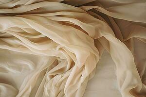 bege neutro seda tecido foto, multi em camadas abstração, teia de aranha tecidos, ai generativo arte foto