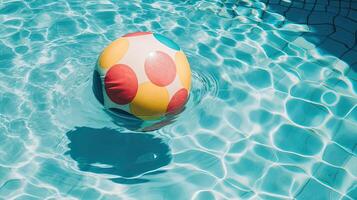 uma de praia bola flutuando dentro uma piscina. generativo ai foto