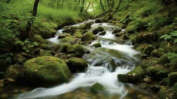 uma em cascata fluxo. generativo ai foto