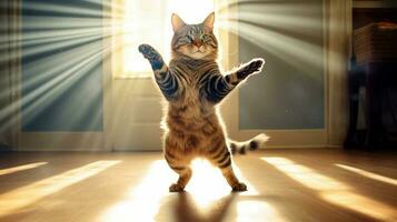 ai gerado gato fazendo dança foto