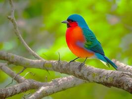 uma colorida pássaro em uma fundo do natureza ai gerado foto