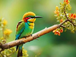 uma colorida pássaro dentro floresta ai gerado foto