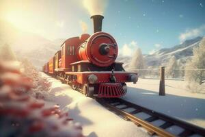 Natal vermelho vapor trem. gerar ai foto