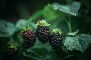 loganberry Preto baga jardim. gerar ai foto