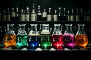 colorida copos químico Panela. gerar ai foto