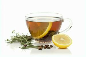 aromático ervas chá com limão. gerar ai foto