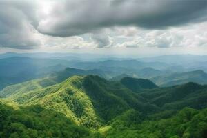 selvagem natureza Visão montanhas. gerar ai foto